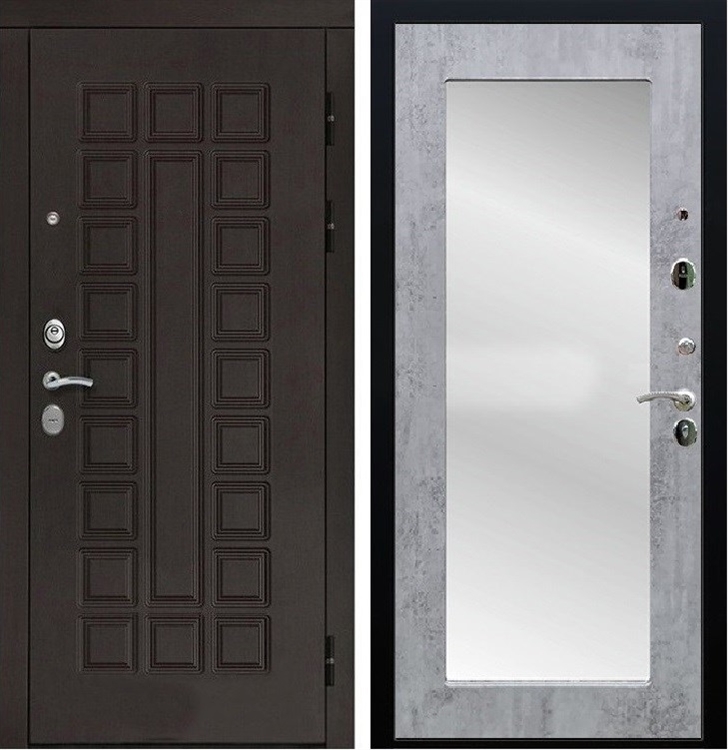 Входная металлическая дверь Сенатор СБ-121 с Зеркалом Бетон светлый - фото 22928
