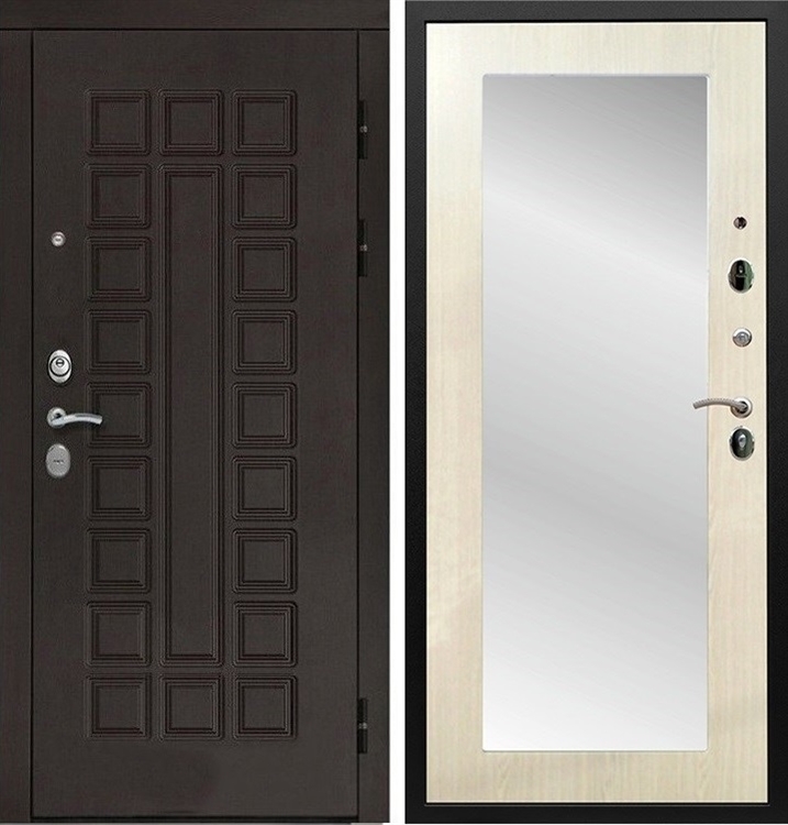 Входная металлическая дверь Сенатор СБ-121 с Зеркалом Лиственница беж - фото 22940
