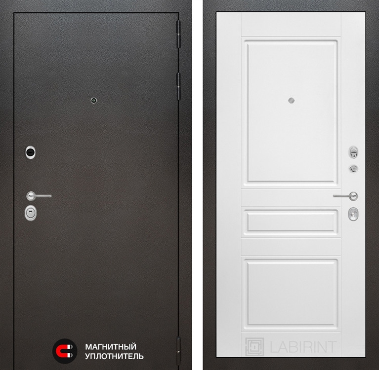 Входная металлическая дверь Лабиринт SILVER 03 - Белый софт - фото 25338
