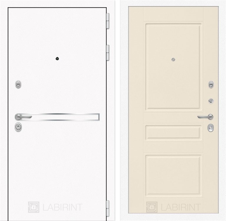 Входная металлическая дверь Лабиринт Лайн WHITE 03 - Крем софт - фото 25488