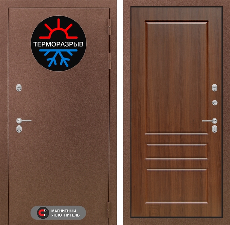 Входная металлическая дверь Лабиринт Термо Магнит 03 - Орех бренди - фото 25581