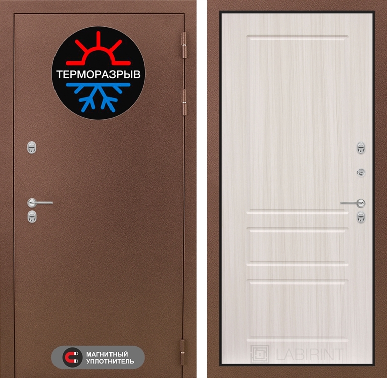 Входная металлическая дверь Лабиринт Термо Магнит 03 - Сандал белый - фото 25583