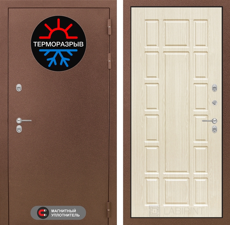 Входная металлическая дверь Лабиринт Термо Магнит 12 - Беленый дуб - фото 25595