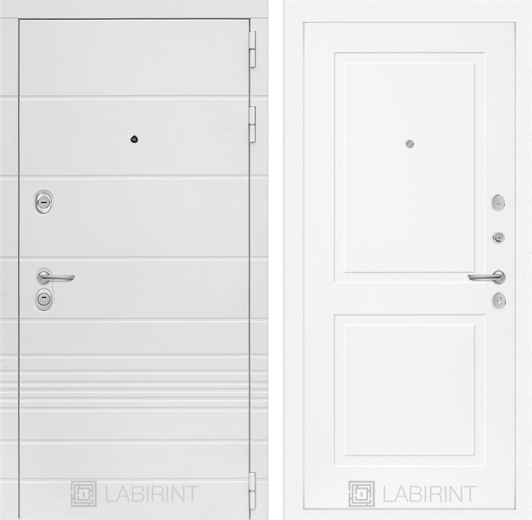Входная белая дверь Лабиринт Трендо 11 - Белый софт - фото 25730