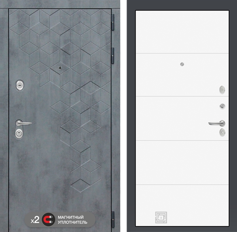 Входная металлическая дверь Лабиринт Бетон 13 - Белый софт - фото 25775