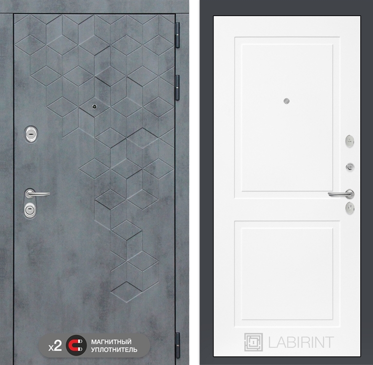 Входная металлическая дверь Лабиринт Бетон 11 - Белый софт - фото 25776