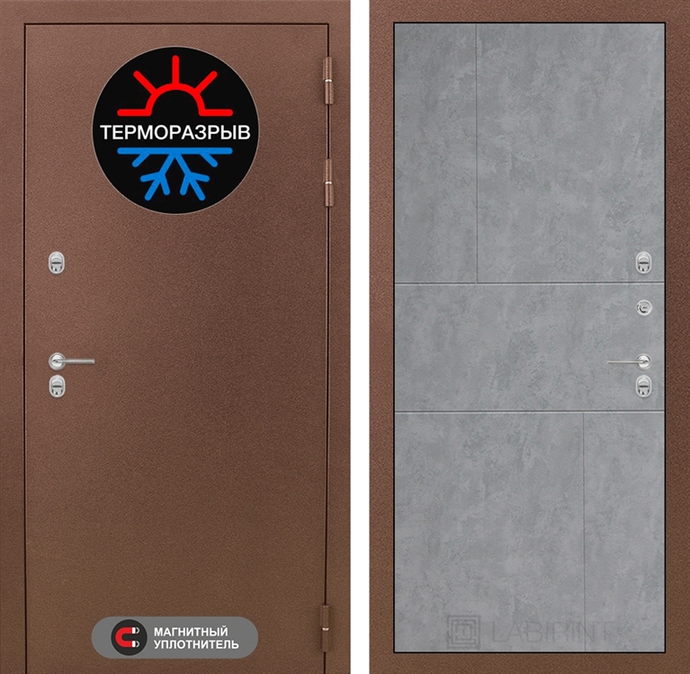 Входная металлическая дверь Лабиринт Термо Магнит 21 - Бетон светлый - фото 25953