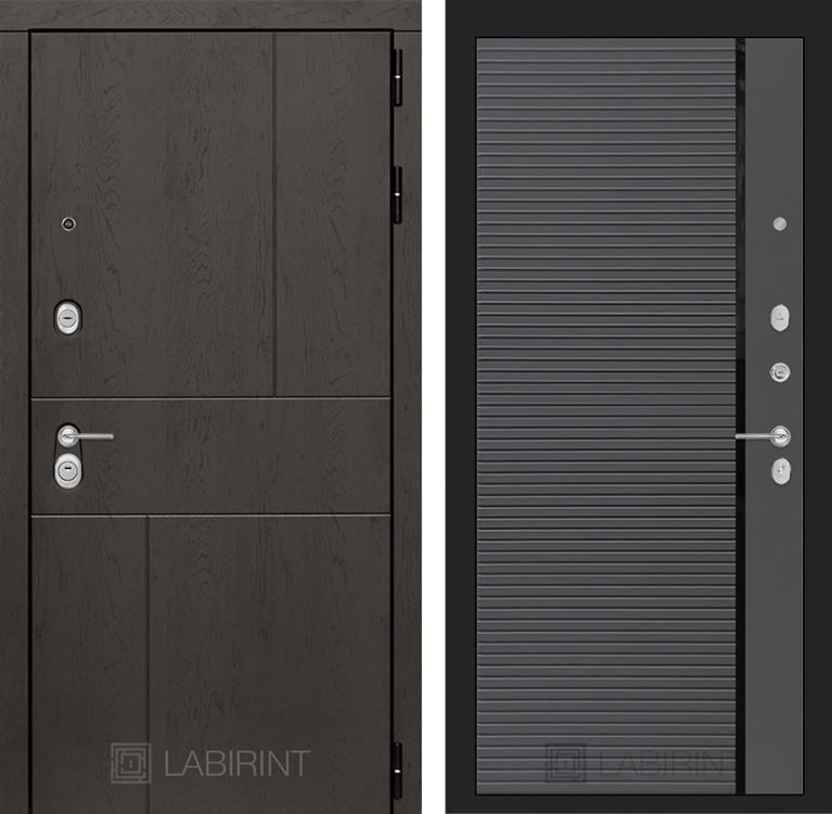 Входная металлическая дверь Лабиринт URBAN 22 - Графит софт, черная вставка - фото 26109