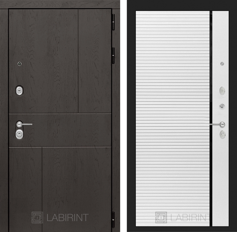 Входная дверь Лабиринт URBAN 22 - Белый софт, черная вставка - фото 26110