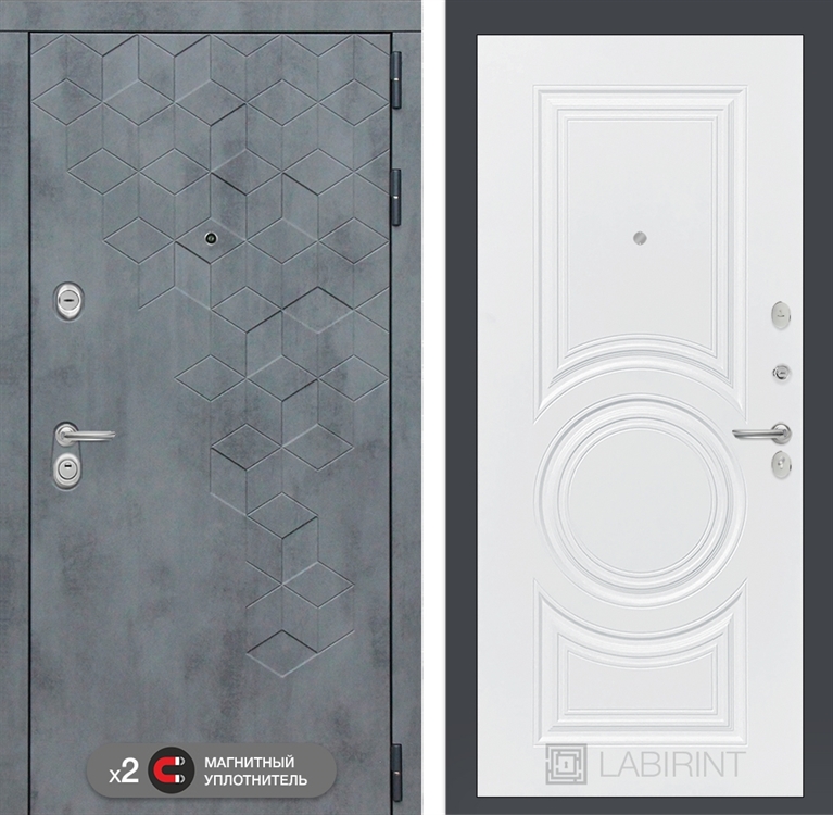 Входная металлическая дверь Лабиринт Бетон 23 - Белый софт - фото 26246