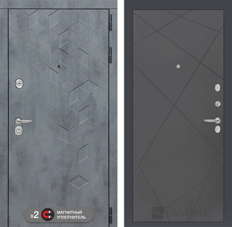 Входная металлическая дверь Лабиринт Бетон 24 - Графит софт - фото 26248