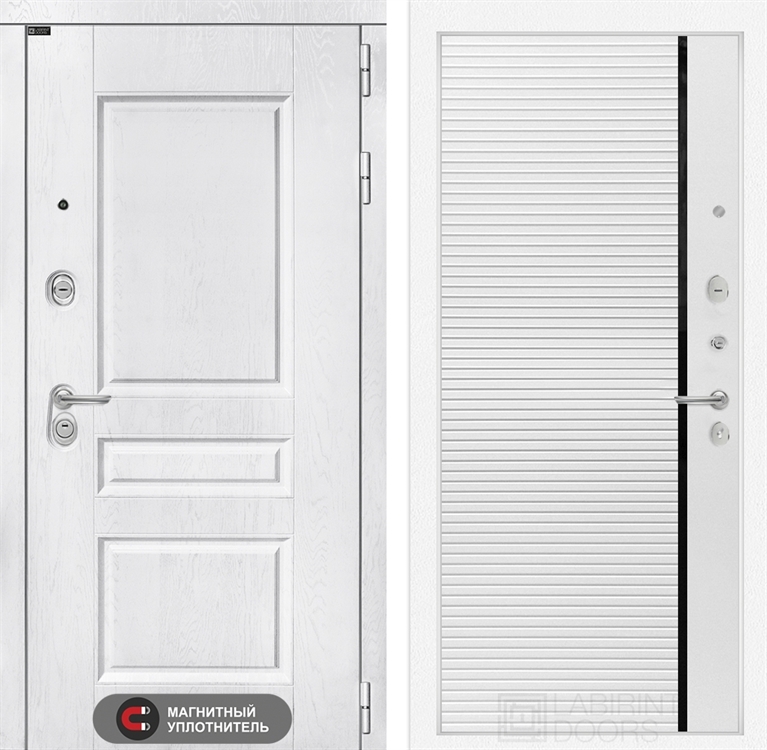 Входная металлическая дверь Лабиринт VERSAL 22 - Белый софт, черная вставка - фото 26387