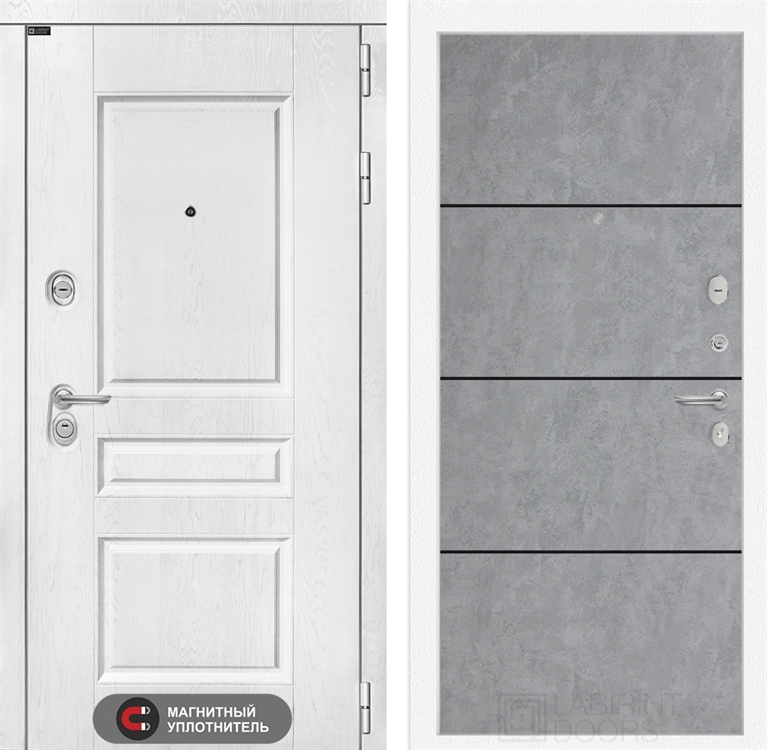 Входная металлическая дверь Лабиринт VERSAL 25 - Бетон светлый, черный молдинг - фото 26393