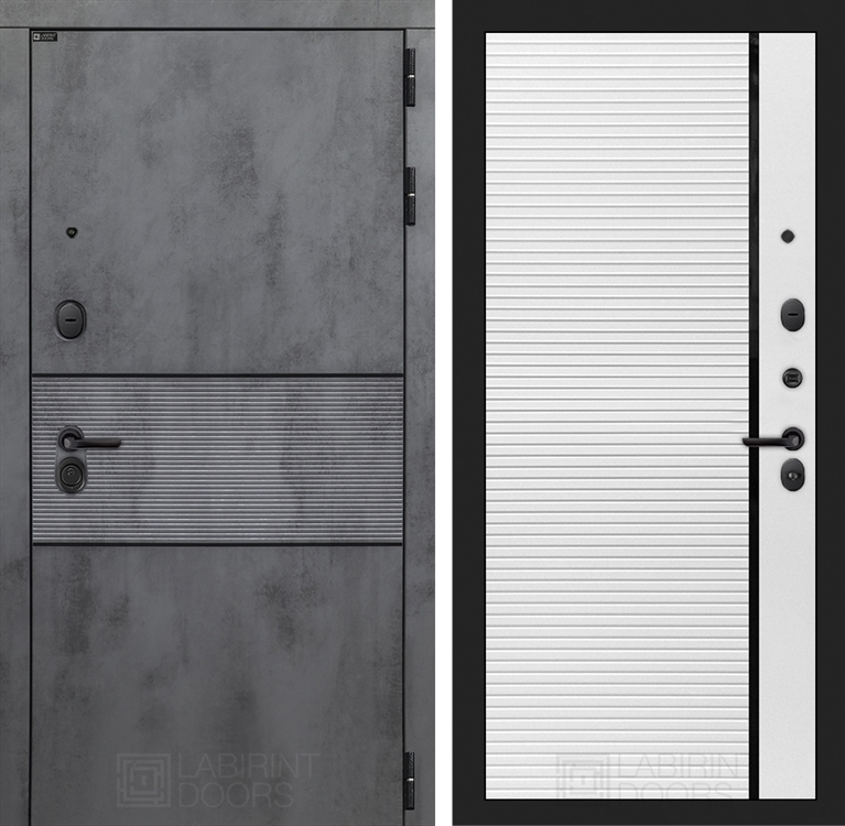 Входная металлическая дверь Лабиринт INFINITY 22 - Белый софт, черная вставка - фото 26427
