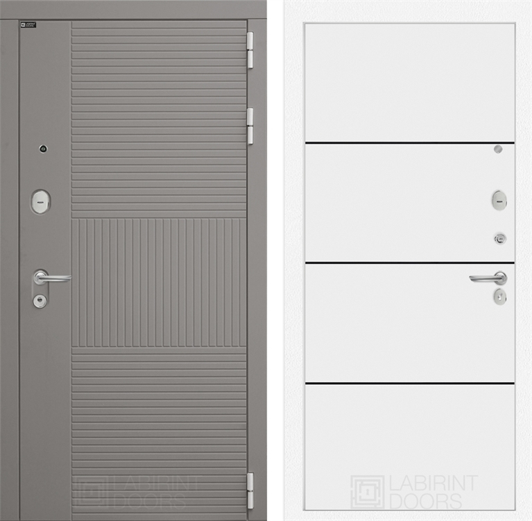 Входная металлическая дверь Лабиринт FORMO 25 - Белый софт, черный молдинг - фото 26468