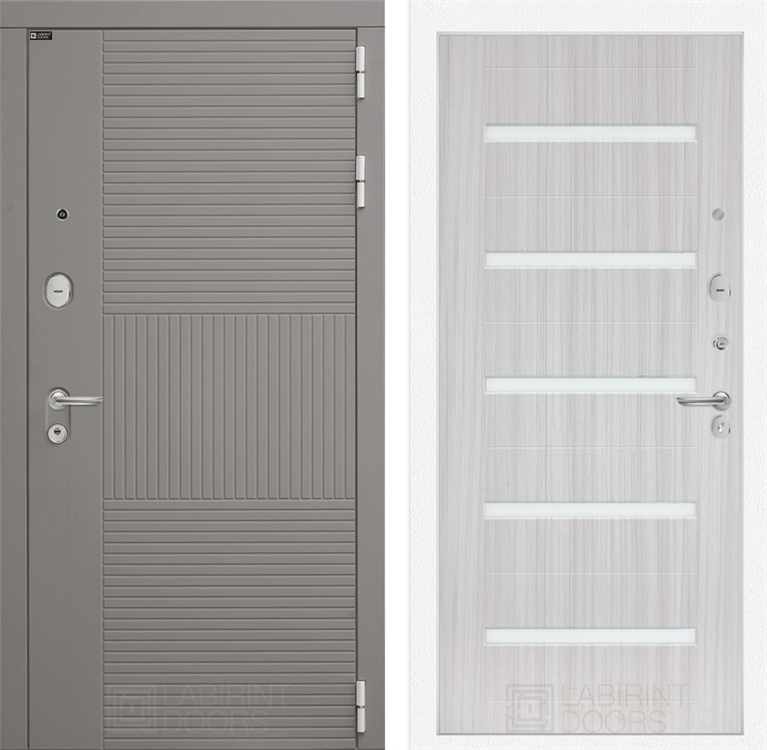Входная металлическая дверь Лабиринт FORMO 01 - Сандал белый, стекло белое - фото 26474