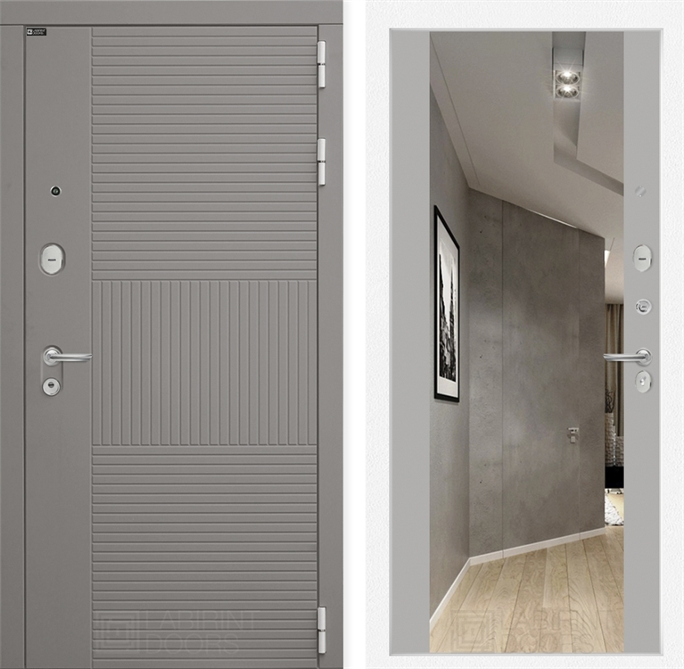 Входная металлическая дверь Лабиринт FORMO с зеркалом Максимум - Грей софт - фото 26479