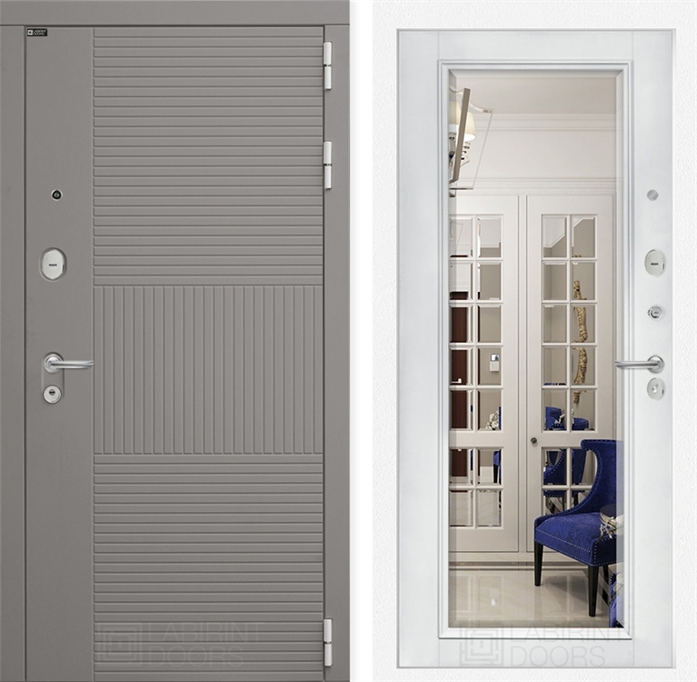 Входная металлическая дверь Лабиринт FORMO с Зеркалом Фацет - Белый софт - фото 26486