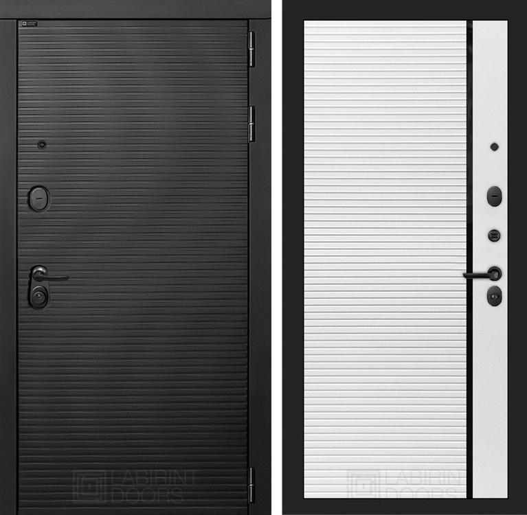 Входная металлическая дверь Лабиринт VOLCANO 22 - Белый софт, черная вставка - фото 26512