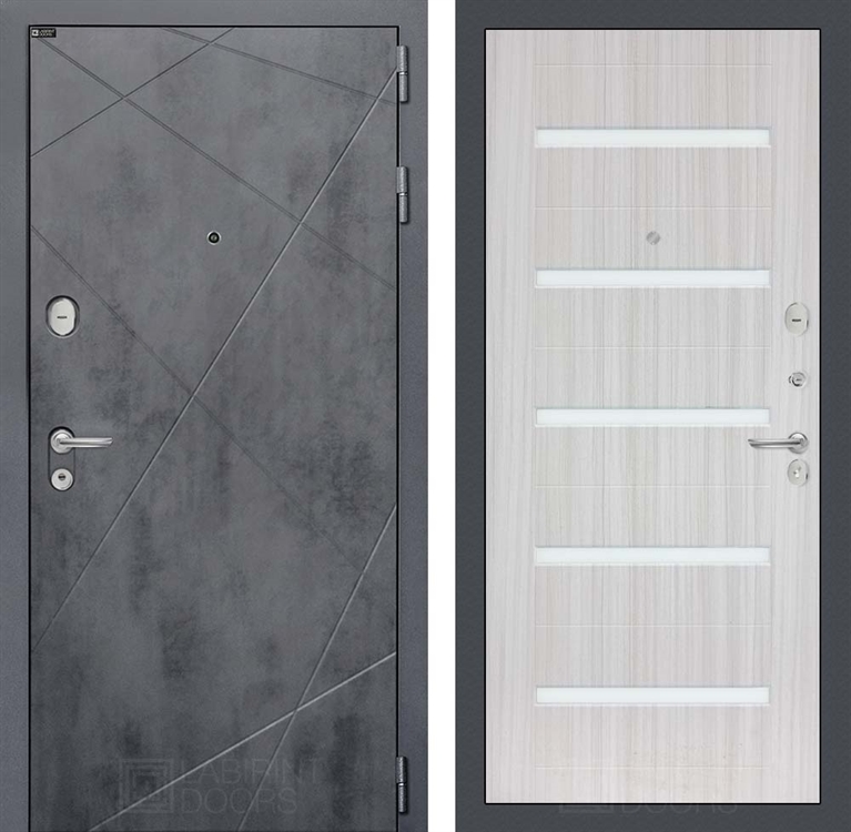 Входная металлическая дверь Лабиринт LOFT 01 - Сандал белый, стекло белое - фото 26547