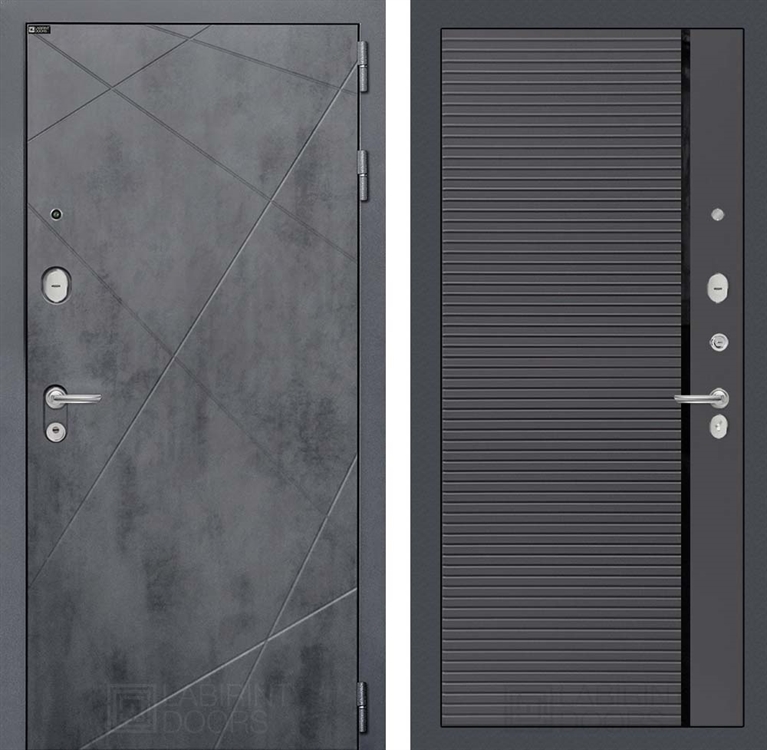 Входная металлическая дверь Лабиринт LOFT 22 - Графит софт, черная вставка - фото 26551