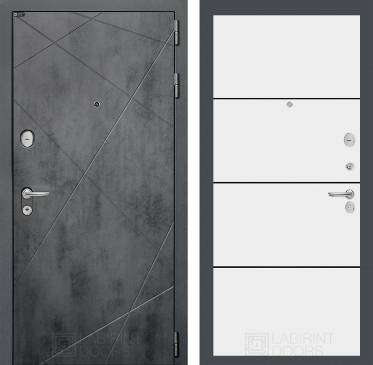 Входная дверь Лабиринт LOFT 25 - Белый софт, черный молдинг - фото 26565