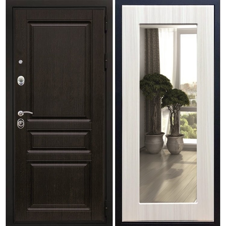 Входная металлическая дверь Премиум -H Пастораль Сандал белый с Зеркалом - фото 27137
