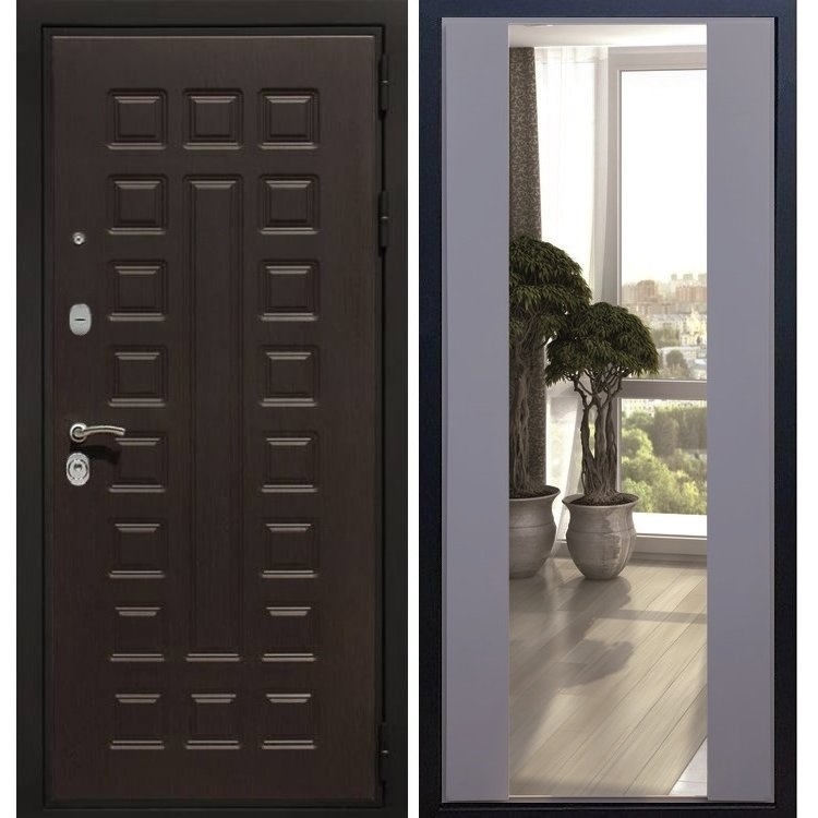Входная металлическая дверь Премиум 3к с Зеркалом СБ-16 Графит софт - фото 27554
