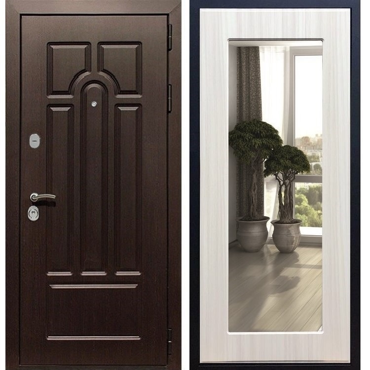 Входная металлическая дверь Гранит Пастораль Сандал белый с Зеркалом - фото 29523