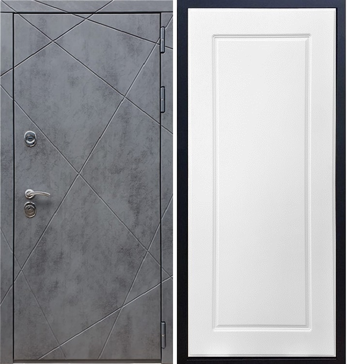 Входная металлическая дверь Стиль Бетон ФЛ-119 Белый ясень - фото 45528