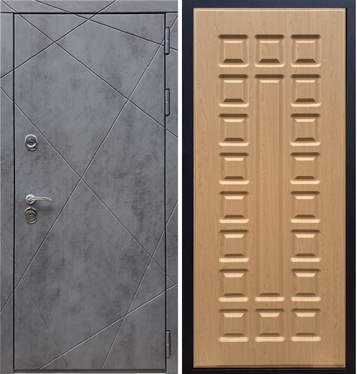Входная металлическая дверь Стиль Бетон ФЛ-183 Дуб светлый - фото 45566