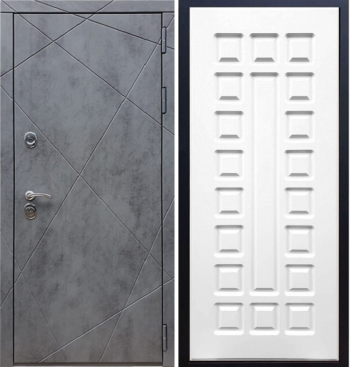 Входная металлическая дверь Стиль Бетон ФЛ-183 Белый ясень - фото 45570