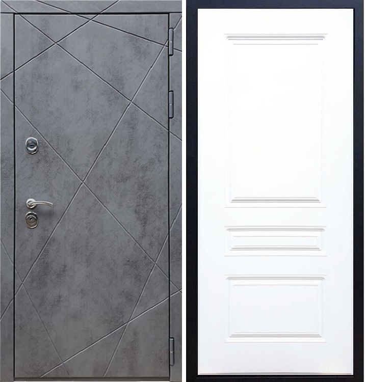 Входная металлическая дверь Стиль Бетон ФЛ-243 Белый силк сноу - фото 45637