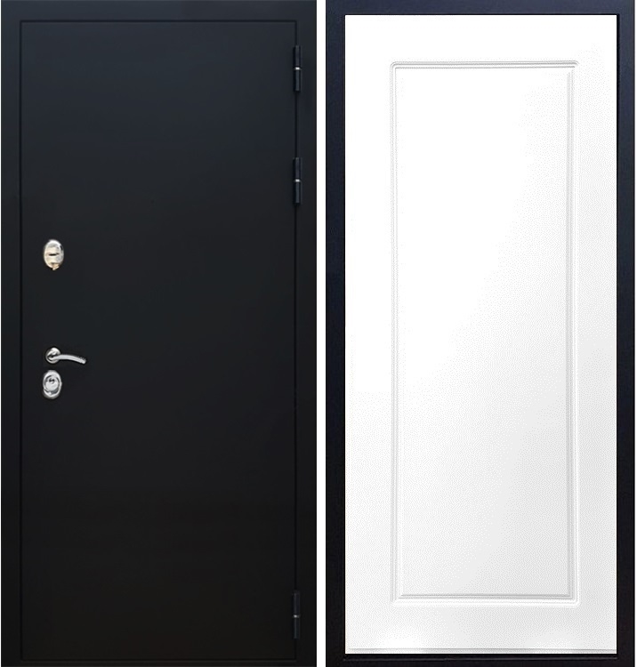Входная металлическая дверь Триумф Чёрный муар ФЛ-119 Белый силк сноу - фото 47198