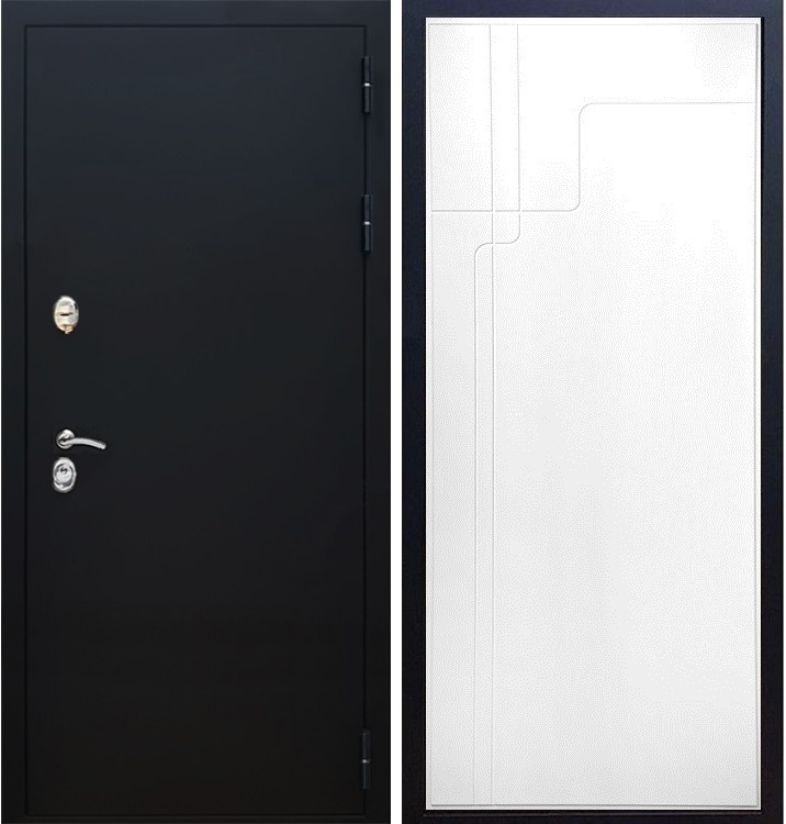 Входная металлическая дверь Триумф Чёрный муар ФЛ-246 Белый силк сноу - фото 47221