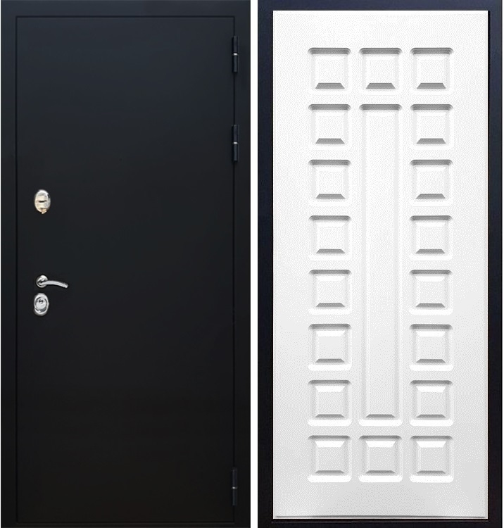 Входная металлическая дверь Триумф Чёрный муар ФЛ-183 Белый ясень - фото 47246