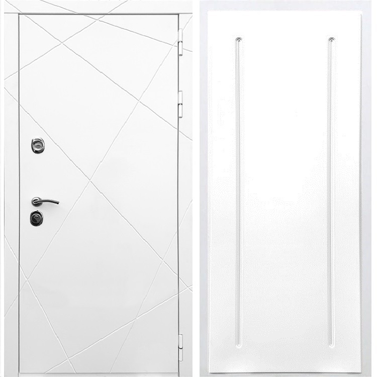 Белая Входная металлическая дверь Олимпия ФЛ-68 Белый силк сноу - фото 48997