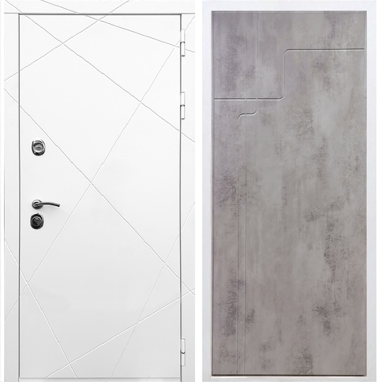 Белая Входная металлическая дверь Олимпия ФЛ-246 Бетон светлый - фото 49009