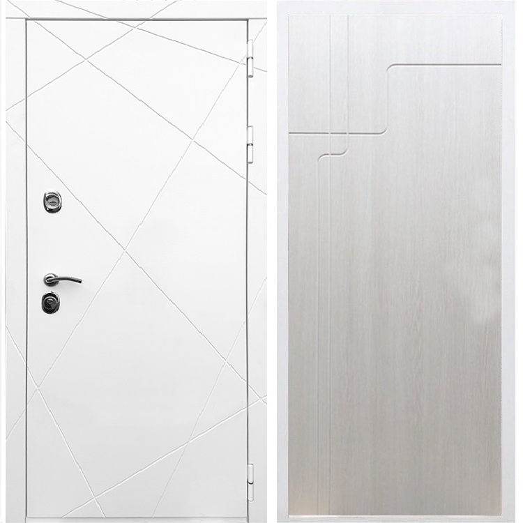 Белая Входная металлическая дверь Олимпия ФЛ-246 Лиственница беж - фото 49015