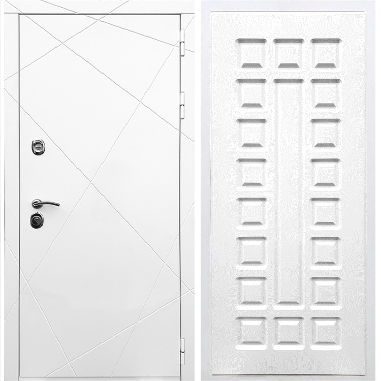 Белая Входная металлическая дверь Олимпия ФЛ-183 Белый ясень - фото 49037