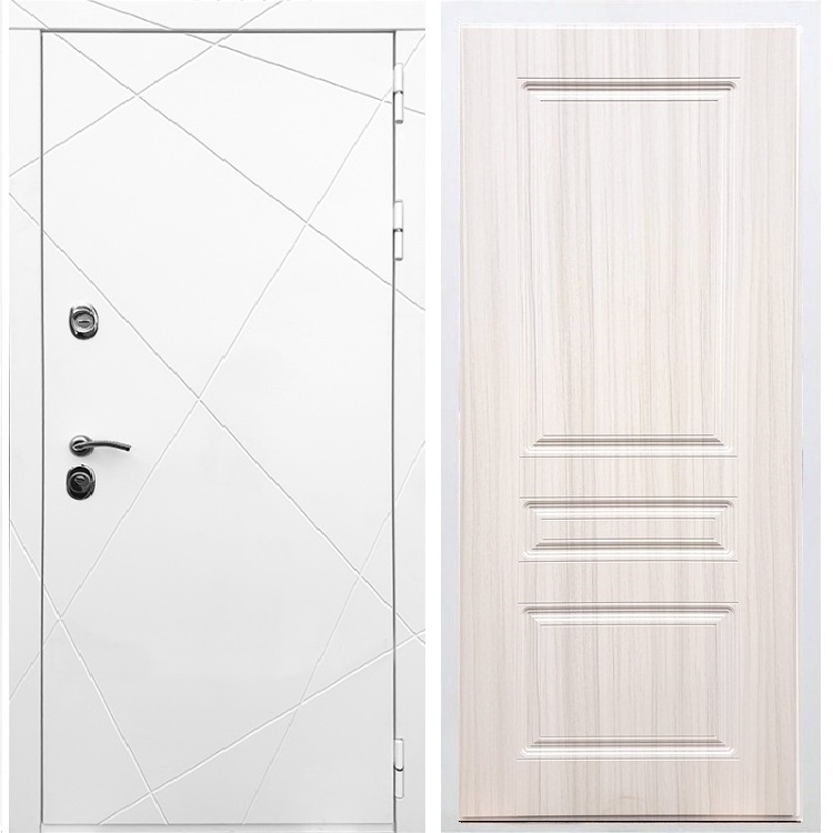 Белая Входная металлическая дверь Олимпия ФЛ-243 Сандал белый - фото 49100