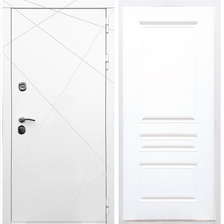 Белая Входная металлическая дверь Олимпия ФЛ-243 Белый силк сноу - фото 49103