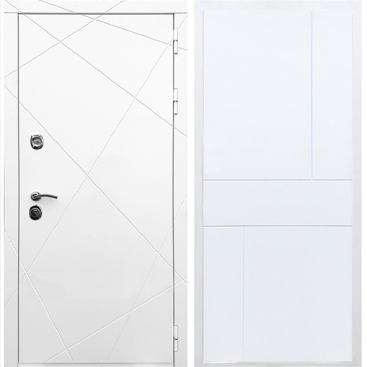 Белая Входная металлическая дверь Олимпия ФЛ-290 Белый силк сноу - фото 49104