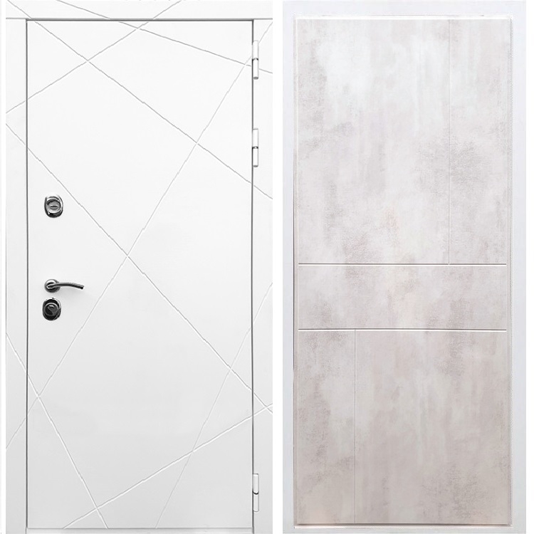Белая Входная металлическая дверь Олимпия ФЛ-290 Бетон светлый - фото 49106