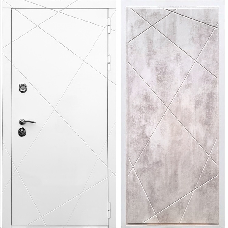 Белая Входная металлическая дверь Олимпия ФЛ-291 Бетон светлый - фото 49109