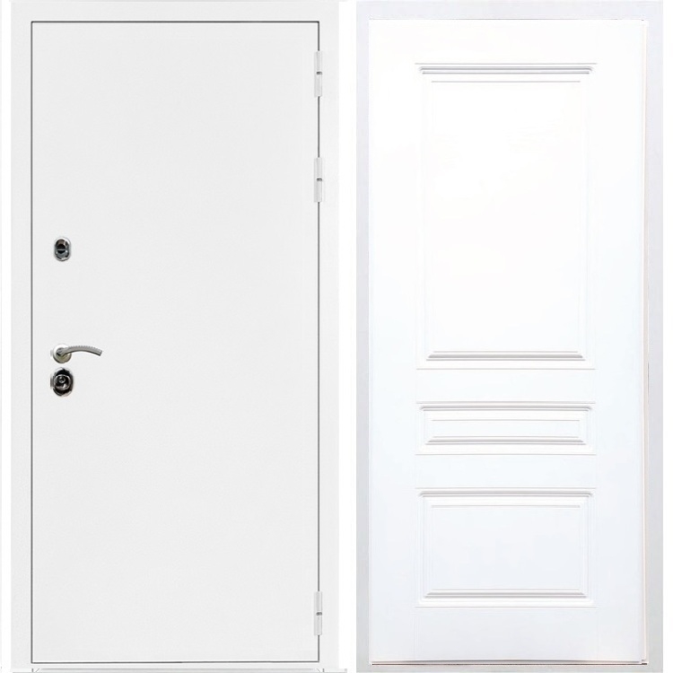 Входная металлическая дверь Триумф Белая шагрень ФЛ-243 Белый силк сноу - фото 49649