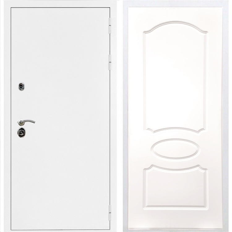 Входная металлическая дверь Триумф Белая шагрень ФЛ-128 Белый силк сноу - фото 49739