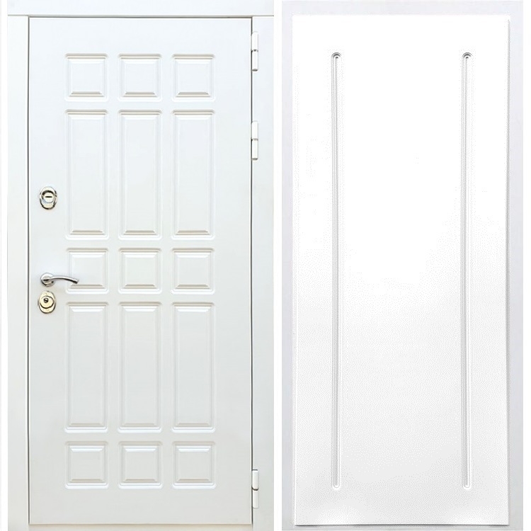 Входная белая дверь DALLAS ФЛ-68 Белый силк сноу - фото 52831