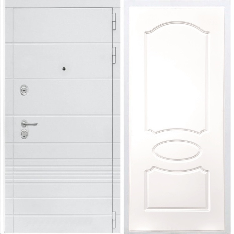 Входная белая дверь Италия ФЛ-128 Белый силк сноу - фото 56317