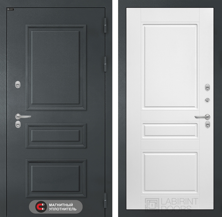 Входная металлическая дверь Лабиринт Атлантик 03 - Белый софт - фото 66550